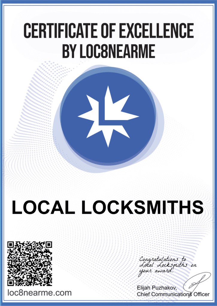 Local Locksmiths Certificate of Excellence